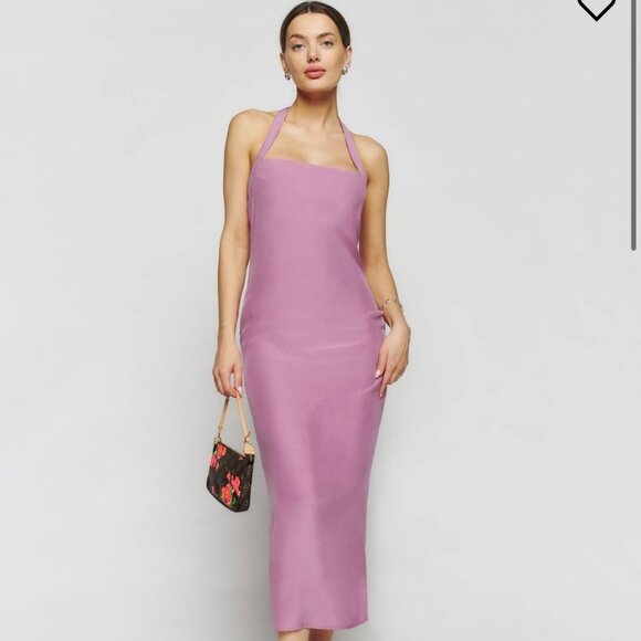 Reformation Alli Silk Dress Sugar Plum - Size 2 - Picture 1 of 3